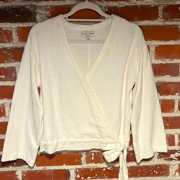 Madewell Cream boucle crossover top - Picture 2 of 4